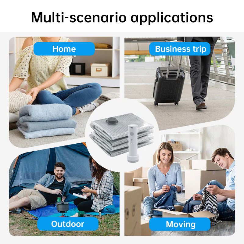 Rechargeable Vacuum Compression Bag Set with Cordless Pump