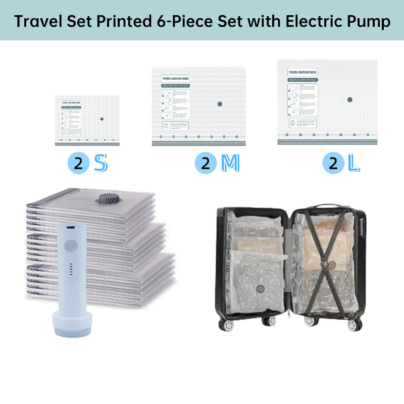 Rechargeable Vacuum Compression Bag Set with Cordless Pump